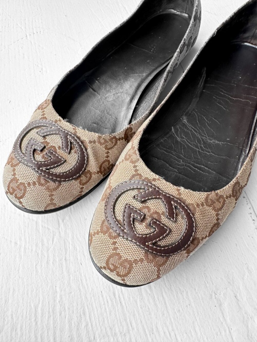 Gucci GG Monogram Canvas Ballet Flats - Size 8.5 - Picture 2 of 6